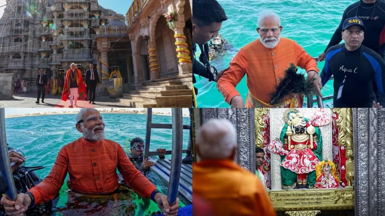 PM Modi Visits Dwarkadhish Temple, Affords Prayer Underwater In Dwarka — In Pics