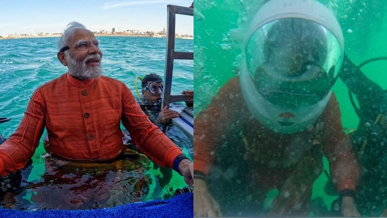 PM Modi Suuba Diving in Submerged City Of Dwarka To Offer Prayers ద్వారకాలో ప్రధాని మోదీ స్కూబా డైవింగ్, సోషల్ మీడియాలో ఫొటోలు వైరల్