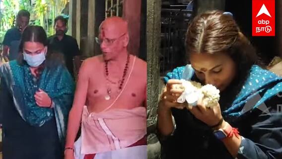 Aishwarya Rajinikanth - காமாட்சி அம்மன் கோயிலில் ரஜினிகாந்த் மகள் சாமி தரிசனம் சூழ்ந்த பக்தர்கள்..!