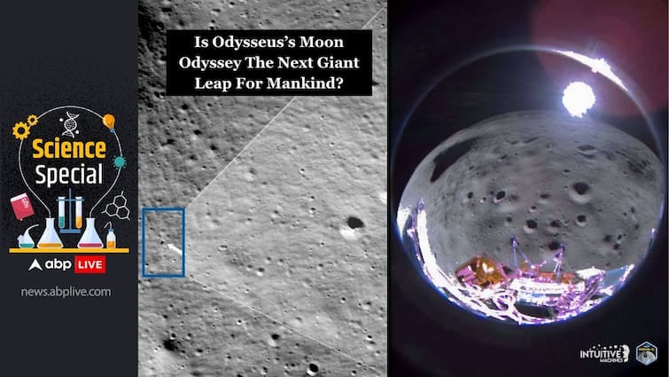 Odysseus Moon Lander Lands Farthest South Ever Lunar Surface Intuitive Machines NASA Malapert A Crater South Pole Ice Future Space Missions ABPP Odysseus Makes Moon History: Vehicle Lands Farthest South Ever. Know If The Odyssey Is The Next Giant Leap For Mankind