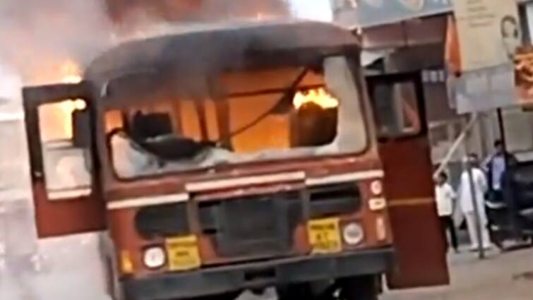 maratha quota manoj jarange jalna protestors curfew fire bus MSRTC halts services Maratha Quota Row: Curfew Imposed In Jalna After Bus Set On Fire, MSRTC Halt Services In District