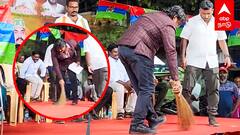 Mansoor ali khan - மேடையை விழுந்து விழுந்து பெருக்கிய மன்சூர் குப்பை எங்கப்பா..!