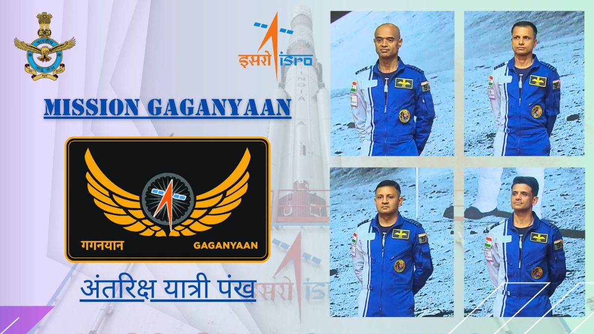 Indian Astronaut Logo (left), and astronaut designates for Gaganyaan (right). (Photo: IAF)