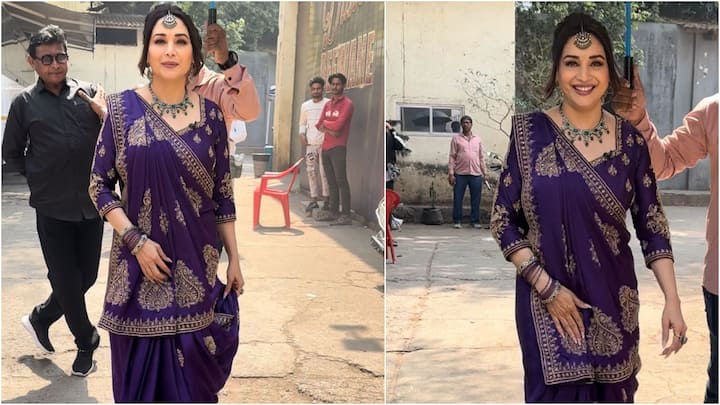 Madhuri Dixit Pics: माधुरी दीक्षित इन दिनों डांस रियलिटी शो 'डांस दीवाने 4' के जज की कुर्सी संभालती हुई नजर आ रही हैं. इन सबके बीच शो के सेट से एक्ट्रेस की कुछ  तस्वीरें वायरल हो रही हैं.