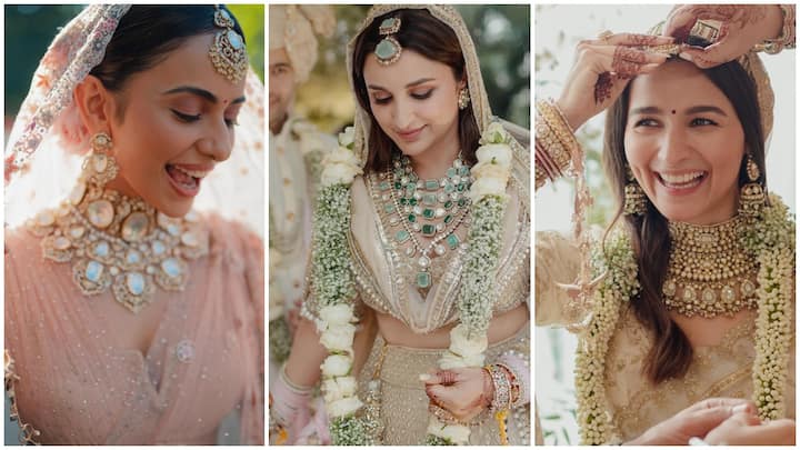 Bollywood Actress Wedding Jewellery: बॉलीवुड में तो मानों जैसे शादी करने का ट्रैंड सा चल पड़ा है. बॉलीवुड की कई एक्ट्रेसेस अब तक शादी के बंधन में बंध चुकी हैं. हाल ही में रकुलप्रीत सिंह ने शादी की है.