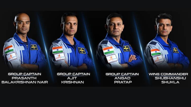 ISRO Gaganyaan Crew Four Astronaut Designates Prasanth Balakrishnan Nair Ajit Krishnan Angad Pratap Shubhanshu Shukla India First Crewed Mission Gaganyaan: Meet The Four Astronaut Designates Chosen To Fly On India's First Manned Space Voyage