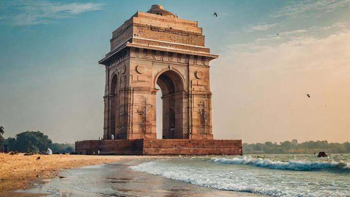 अगर ये इंडिया गेट समुद्र किनारे होता था सड़के कम होती और पास में समुद्र होता. तो आप भी देखिए उस दौरान इंडिया गेट कैसा दिखाई देता.
