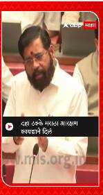 CM Eknath Shinde : दहा टक्के मराठा आरक्षण कायद्याने दिलं