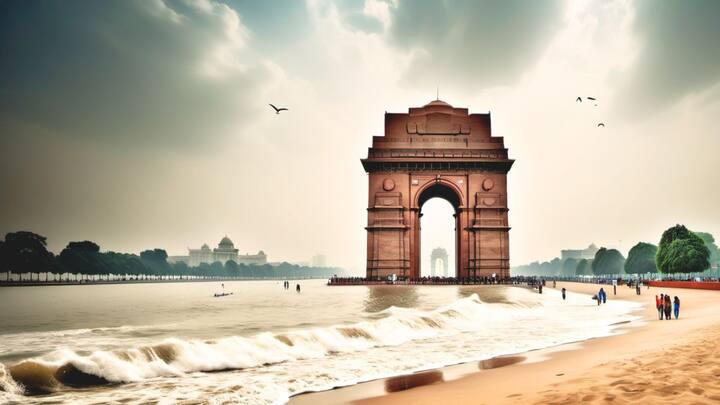 India Gate AI Photos: आपने हकीकत में या फिर बीच पर इंडिया गेट जरुर देखा होगा. कभी आपने सोचा है कि अगर ये ही इंडिया गेट समुद्र के किनारे बना होता तो क्या सीन होता.