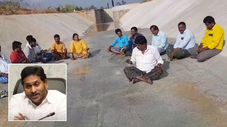 Kuppam farmers protests over stopping water with in day after CM Jagan released Kuppam News: కుప్పానికి ఒక్కరోజులోనే నీళ్లు ఆగిపోయాయా? కాలువలోకి దిగి రైతుల నిరసనలు