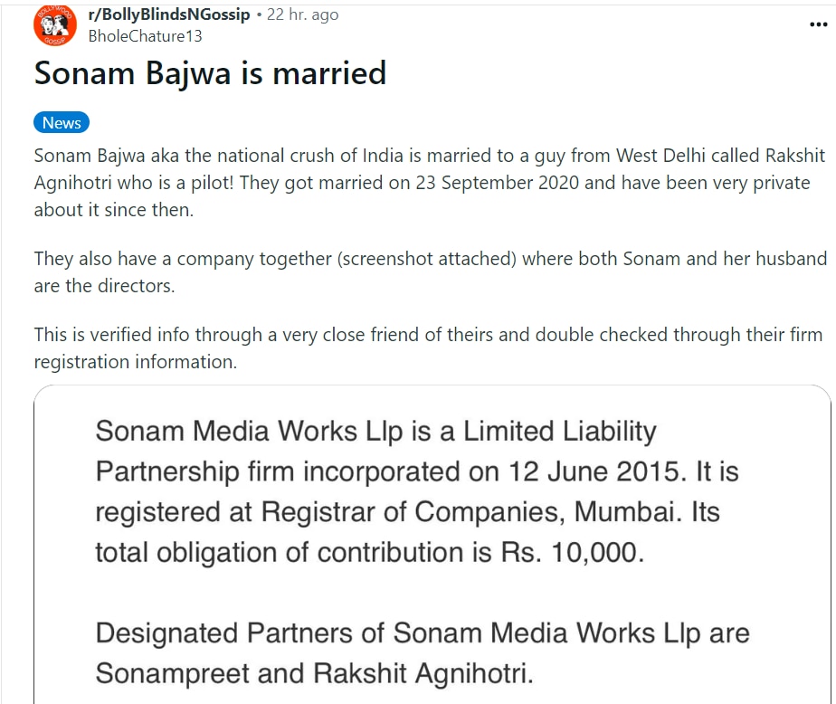 Sonam Bajwa: ਸੋਨਮ ਬਾਜਵਾ ਦੀ ਖੁੱਲ੍ਹ ਗਈ ਪੋਲ! ਪਹਿਲਾਂ ਹੀ ਵਿਆਹੀ ਹੋਈ ਹੈ ਅਦਾਕਾਰਾ, 2020 'ਚ ਪਾਇਲਟ ਨਾਲ ਕੀਤਾ ਸੀ ਵਿਆਹ! ਇਹ ਹੈ ਸਬੂਤ