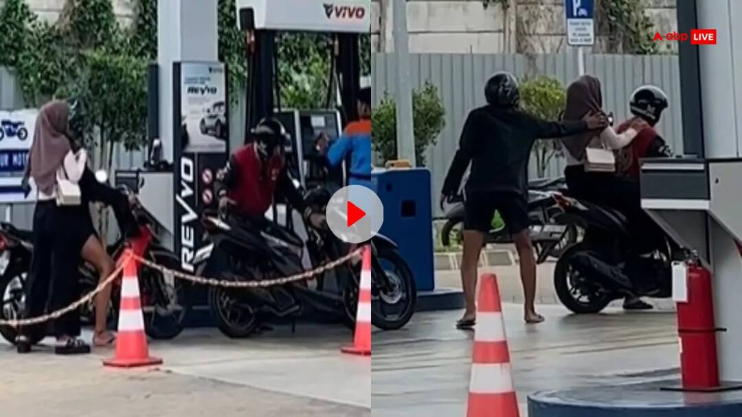 Woman forgot boyfriend while talking on phone sat on someone else bike video goes viral Video: फोन पर बात करते-करते बॉयफ्रेंड को भूली महिला, किसी और की बाइक पर जा बैठी, फिर जो हुआ...