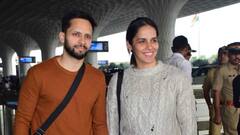 भारताची टेनिस स्टार सायना नेहवाल पतीसह जामनगरसाठी रवाना; पाहा फोटो!