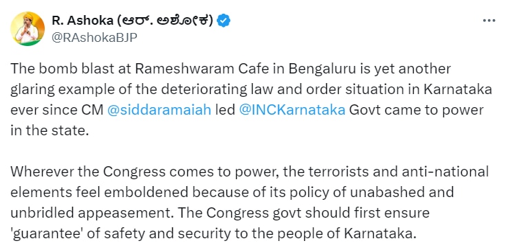 Bengaluru Cafe Blast: Union Min Pralhad Joshi Calls For NIA Probe, Accuses Congress Of 'Supporting Radicalisation