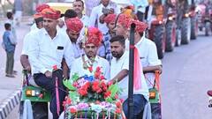 Rajasthan: न महंगी गाड़ी न ही घोड़ा-हाथी...101 ट्रैक्टरों पर बारात लेकर निकला सरपंच दूल्हा, देखें तस्वीरें