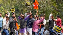 Delhi BJP Workers Stage Protest Against Bengal's TMC Over Sandeshkhali Issue — PICS