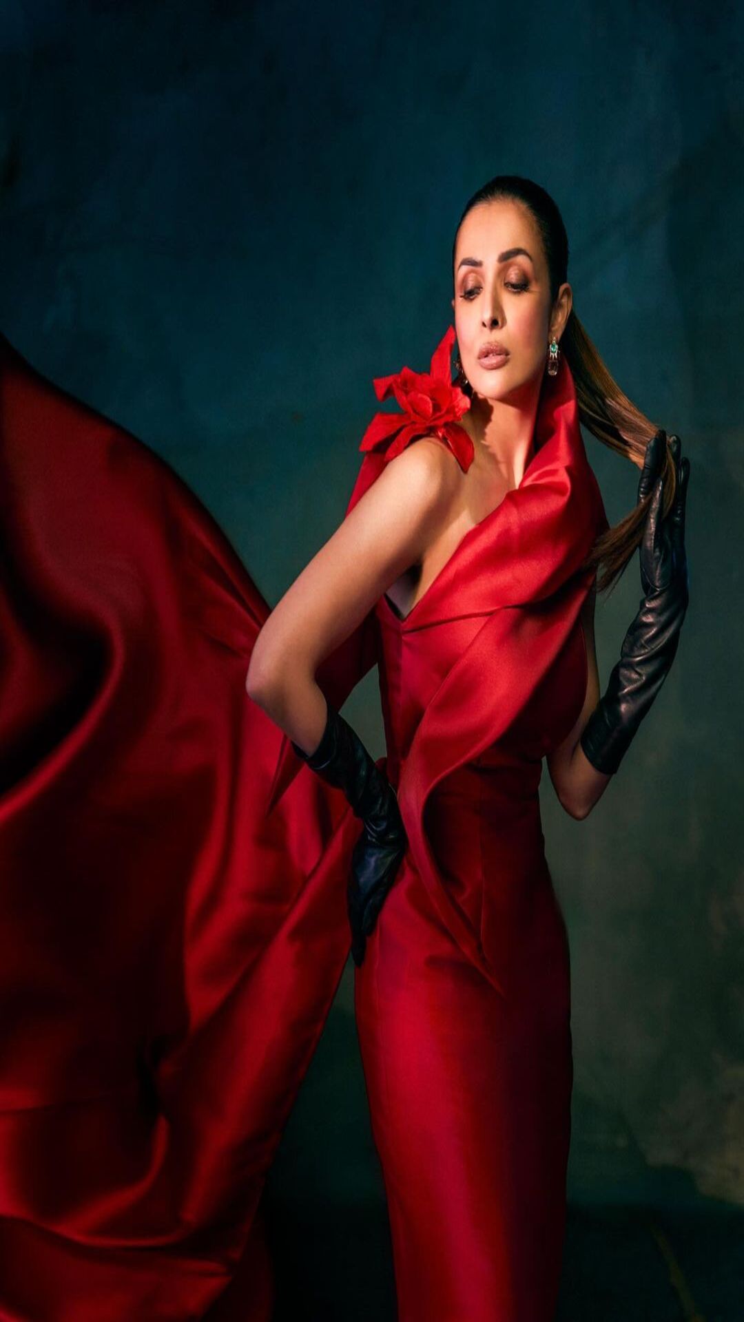Malaika Arora Slays In Floor-Length Red Satin Gown