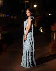 Bhumi Pednekar Dons Blue Saree As She Graces Rakul Preet And Jackky Bhagnani's Wedding, See Pics