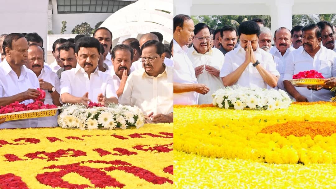 HBD CM Stalin: முதல்வர் ஸ்டாலின் பிறந்தநாள்! பெரியார், அண்ணா, கருணாநிதி நினைவிடங்களில் மரியாதை!