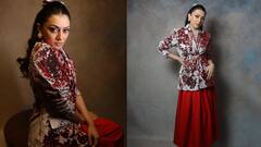 Hansika Motwani Photos : சிவப்பு நிற ஆடையில் க்யூட்டாக காட்சியளிக்கும் ஹன்சிகா!