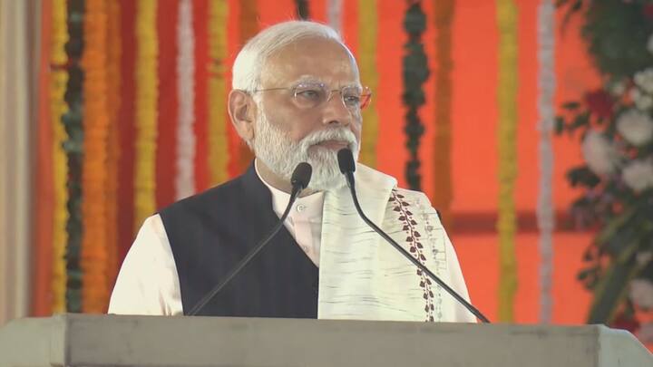 In his short speech, PM Modi highlighted the importance of today's initiative in the journey of 'Atmanirbhar Bharat.'(Photo: BJP4Jharkhand)