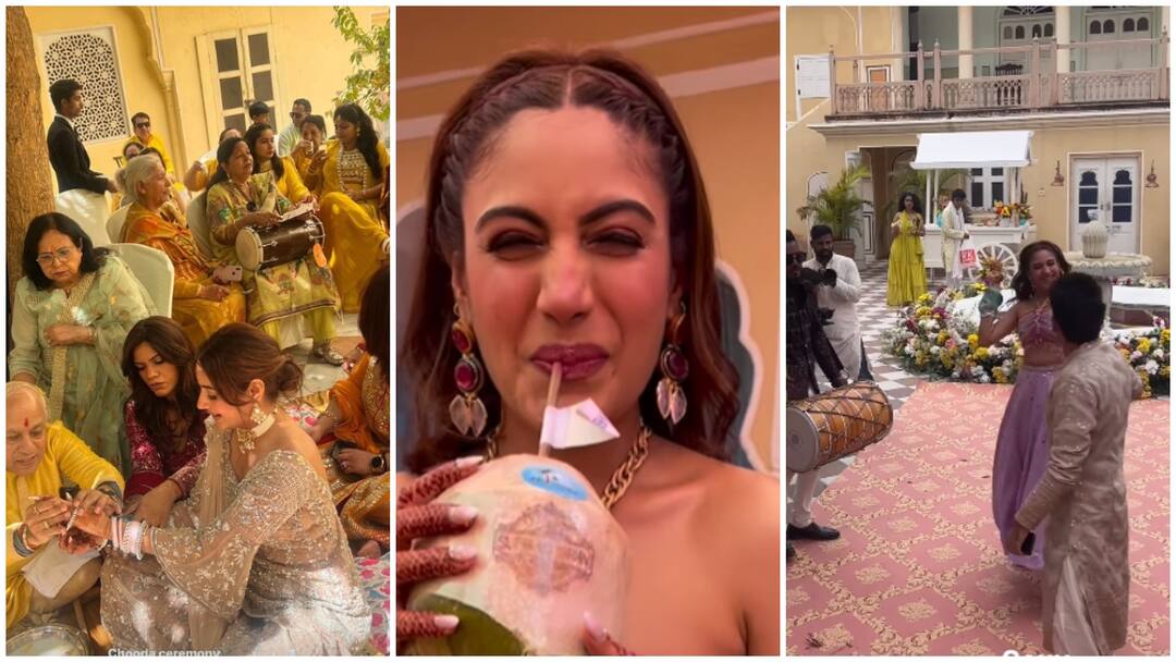 Surbhi Chandna Wedding: इश्कबाज फेम सुरभि चंदना ने पहना करण के नाम का चूड़ा, हल्दी सेरेमनी में यूं एंजॉय करती दिखीं एक्ट्रेस Surbhi Chandna Pre Wedding Function Actress Chudha Ceremony Haldi Ceremony Watch Video Surbhi Chandna Wedding: इश्कबाज फेम सुरभि चंदना ने पहना करण के नाम का चूड़ा, हल्दी सेरेमनी में यूं एंजॉय करती दिखीं एक्ट्रेस