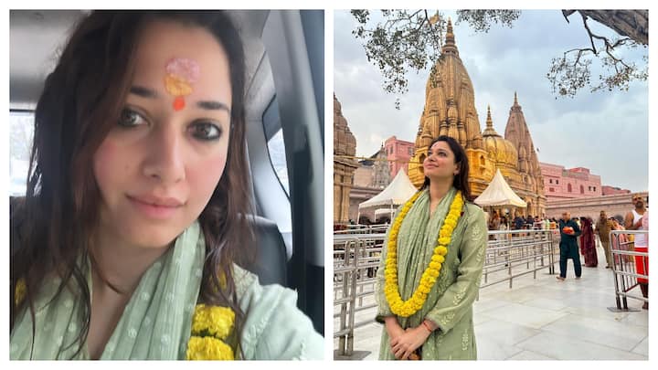 Tamannaah Bhatia has shared pictures from her visit to Kashi Vishwanath Temple, in Varanasi, Uttar Pradesh, where she has sought the blessings of Lord Shiva.