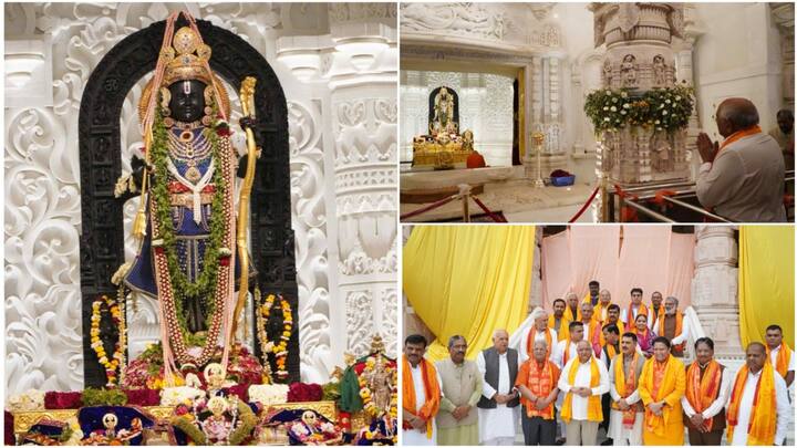 Gujarat CM Bhupendra Patel, along with his cabinet colleagues and legislative assembly Speaker Shankar Chaudhary, offered prayers at the newly-constructed Ram temple in Ayodhya on Saturday.