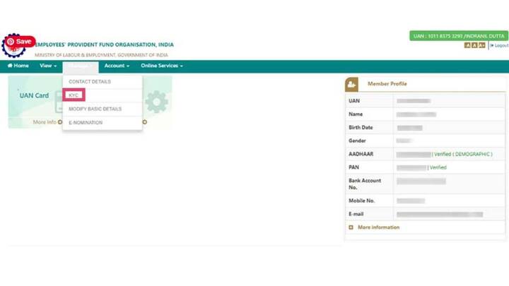 image इसके बाद आपको स्क्रीन पर कई ऑप्शन नजर आएंगे. वहां जाकर आपको मैनेज वाले ऑप्शन पर क्लिक करना है . इसके बाद आपको केवाईसी ऑप्शन चूज करना है. फिर वहां बैंक वाले ऑप्शन पर क्लिक करने के बाद आपको बैंक की सभी जानकारी वहां दर्ज करनी है. 5