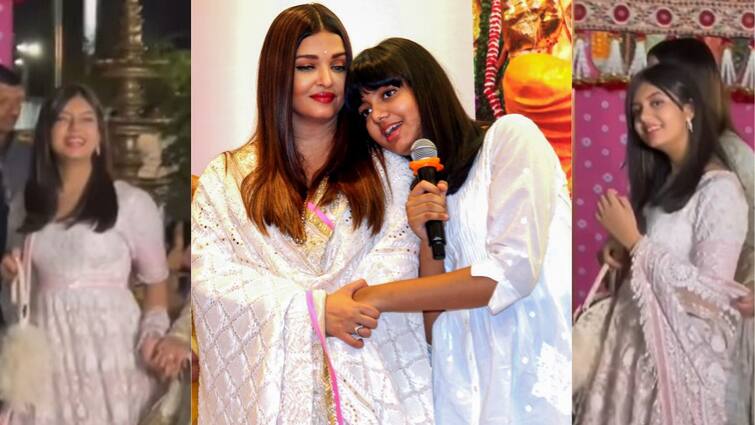 Aaradhya Bachchan Debuts New Look at Anant Ambani's Party hairstyle with bangs gone Aaradhya Bachchan New Look: অভিষেক-ঐশ্বর্যার মাঝে নয়া লুকে কিশোরী আরাধ্যা, তারকা-কন্যার ভিডিও ভাইরাল