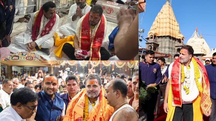 Congress leader and Wayanad MP Rahul Gandhi offered prayers as per the rituals at the Mahakal Temple in Ujjain. Many Congress leaders were also present with him.