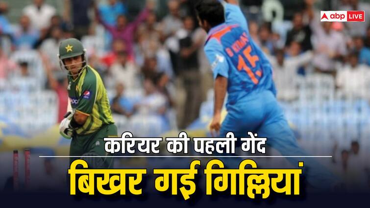 bhuvneshwar kumar odi career first ball wicket against pakistan mohammad hafeez Bhuvneshwar Kumar: करियर की पहली गेंद, इन-स्विंग और बिखर गई गिल्लियां