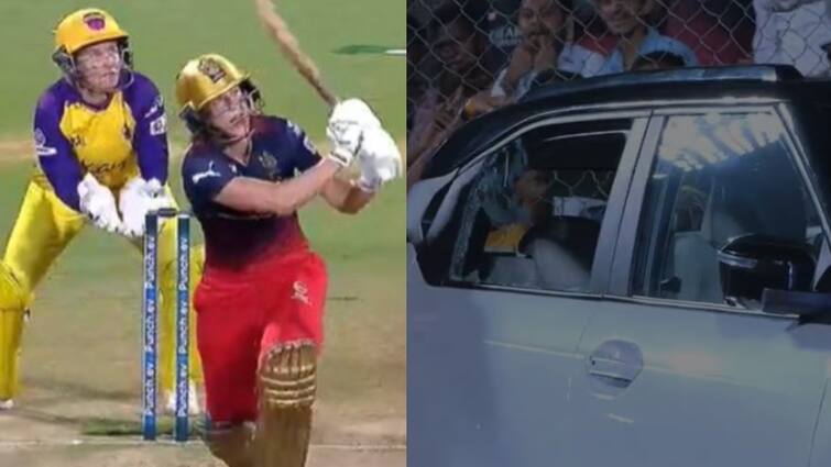 rcb player Ellyse Perry's powerful shot shattered the window of display car - watch video Watch Video: ஆர்.சி.பி வீராங்கனை அடித்த சிக்சர்! கார் கண்ணாடியை பதம் பார்த்த பந்து! வைரலாகும் வீடியோ!