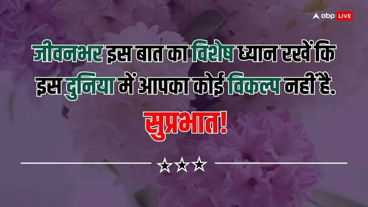 जीवनभर इस बात का विशेष ध्यान रखें कि इस दुनिया में आपका कोई विकल्प नहीं है. सुप्रभात!