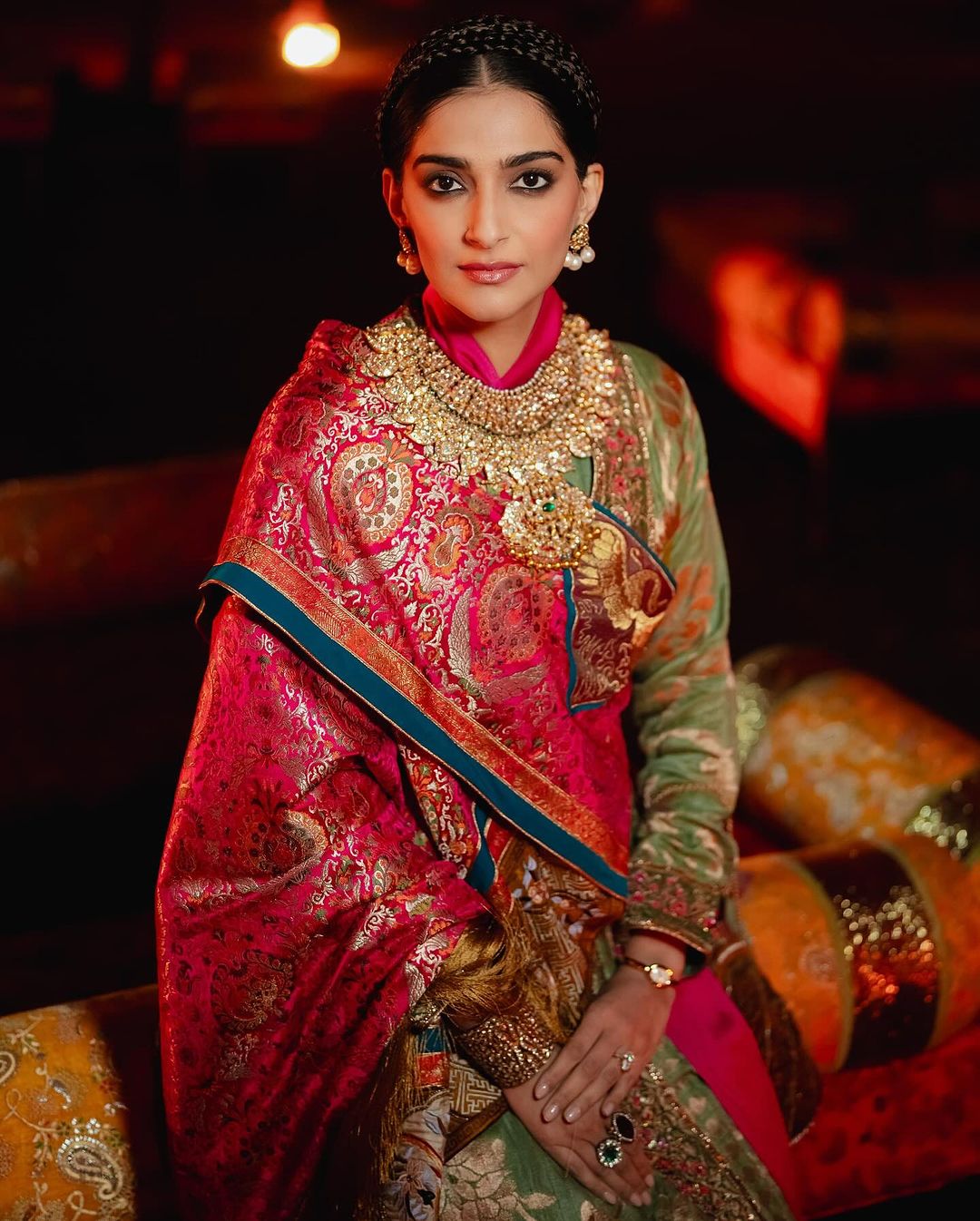 Sonam Kapoor Ahuja's chikankari lehenga from Isha Ambani's engagement is  apt for intimate weddings | VOGUE India