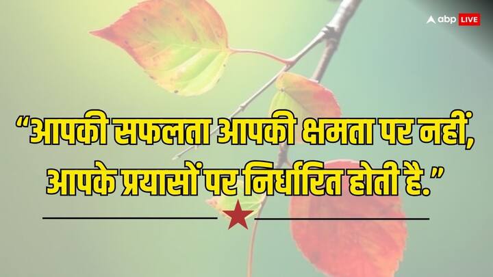 “आपकी सफलता आपकी क्षमता पर नहीं, आपके प्रयासों पर निर्धारित होती है.”