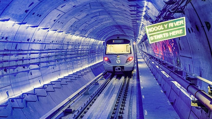 PM Modi on Wednesday inaugurated India's first underwater metro rail, connecting Howrah district with Esplanade metro station in central Kolkata. (Source: PTI)