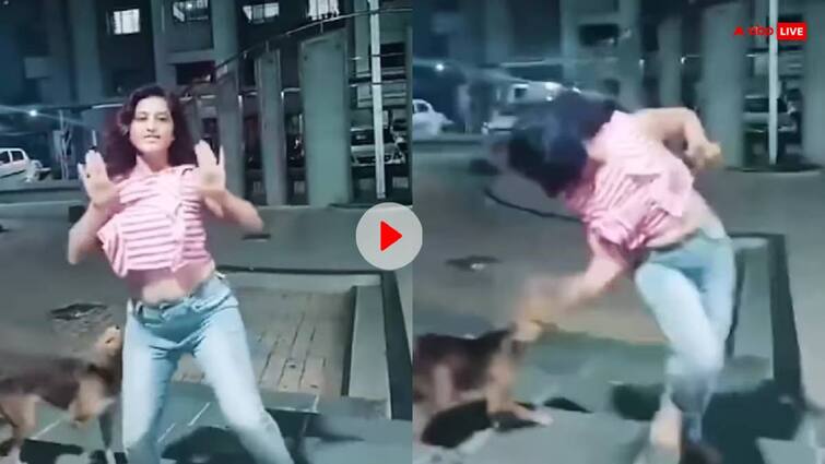 Dog bites girl from behind who was making a reel on instagram video goes viral trending Funny Video: कुत्ते ने खराब कर दिया पूरा मूड, रील बना रही लड़की के पड़ गया पीछे, फिर जो किया...