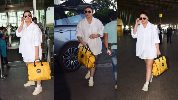 Parineeti Chopra wears oversized shirt to airport fans speculate pregnancy Parineeti Chopra: পরনে ঢিলেঢালা শার্ট, সন্তানসম্ভবা পরিণীতি? অভিনেত্রীর সাম্প্রতিক ছবি দেখে জোর গুঞ্জন