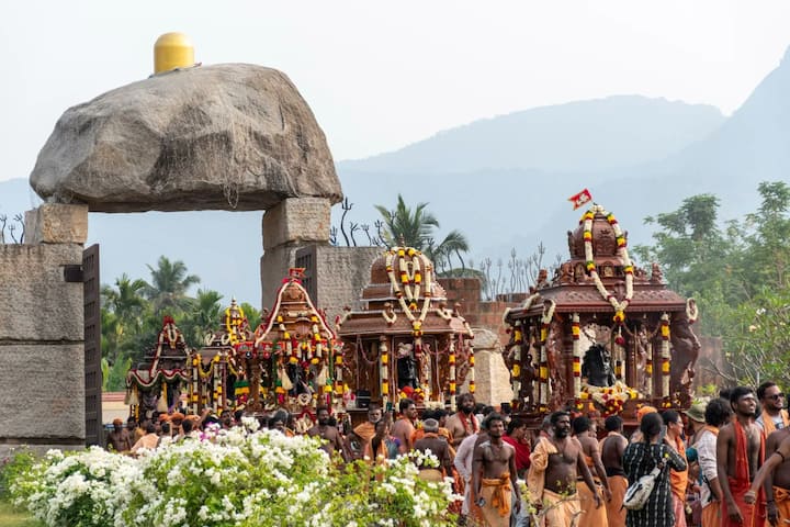 On Thursday morning, Adiyogi rathams that have been traversing through Tamil Nadu in the last months arrived at Isha Yoga Center ahead of Mahashivratri (Credit: X/@ishafoundation)