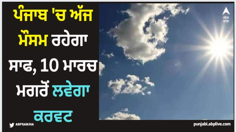 punjab weather update it will sunny in punjab on march 8 know weather update for next 3 days Punjab Weather Update: ਪੰਜਾਬ 'ਚ ਅੱਜ ਮੌਸਮ ਰਹੇਗਾ ਸਾਫ, 10 ਮਾਰਚ ਮਗਰੋਂ ਲਵੇਗਾ ਕਰਵਟ