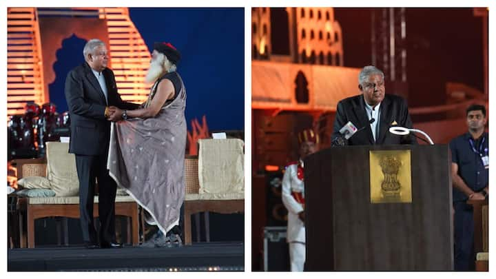 Vice President Of India Jagdeep Dhankhar celebrated Mahashivratri At Sadhguru's Isha Foundation on Friday.