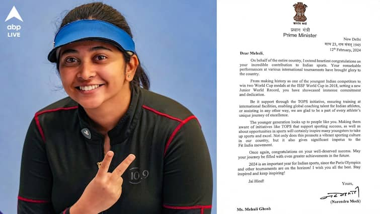 Bengal shooter Mehuli Ghosh encouraged by a letter from PM Modi ahead of Paris Olympics 2024 ABP Live Exclusive Mehuli Ghosh: প্যারিস অলিম্পিক্সের আগে বাংলার শ্যুটারকে উৎসাহ দিলেন মোদি, জানালেন পদকের আব্দার