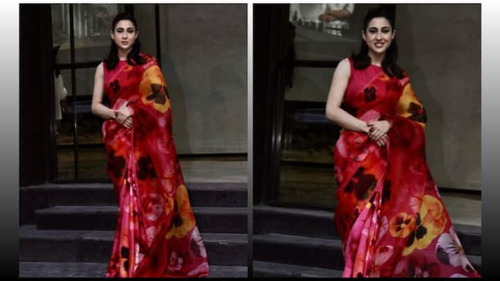 Sara Ali Khan Saree Look: बॉलीवुड एक्ट्रेस सारा अली खान इन दिनों अपनी अपकमिंग फिल्म 'ऐ वतन मेरे वतन' को लेकर चर्चा में बनी हुई हैं. फिल्म के प्रमोशन में एक्ट्रेस का दिलकश अवतार देखने को मिला.