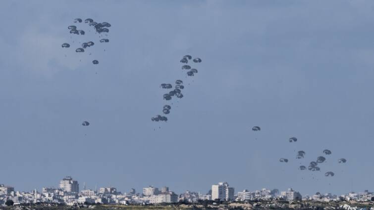 Israel Hamas War 5 killed 10 Injured Parachute malfunctions gaza Al-Shati refugee camp 5 Killed, 10 Wounded After Parachute Fails To Open During Humanitarian Aid Drop In Gaza