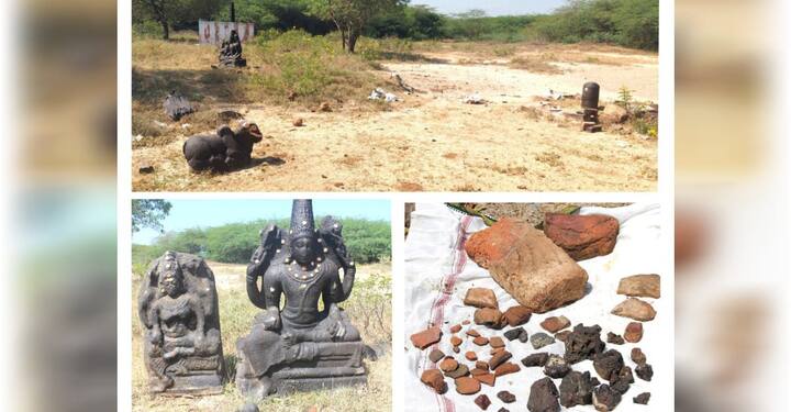 Discovery of 1,200-year-old Tirumal, Vaishnavite sculptures at Kalathur near Tiruvilliputhur திருவில்லிபுத்தூர் அருகே களத்தூரில் 1,200 ஆண்டுகள் பழமையான திருமால், வைஷ்ணவி சிற்பங்கள் கண்டெடுப்பு