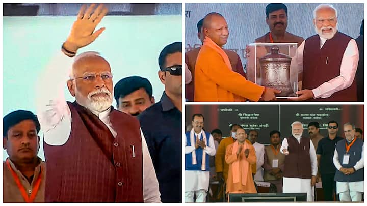 Prime Minister Narendra Modi inaugurated and laid the foundations of projects worth Rs 34,700 crore in Azamgarh, Uttar Pradesh.