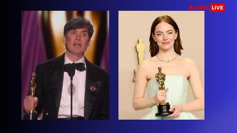 Oscar 2024 Cillian Murphy Win Best Actor Award for Oppenheimer Emma Stone wins best actress award for poor things Oscar 2024: बेस्ट एक्टर का अवॉर्ड अपने नाम कर Cillian Murphy हुए इमोशनल, बेस्ट एक्ट्रेस की ट्रॉफी घर ले गईं एम्मा स्टोन