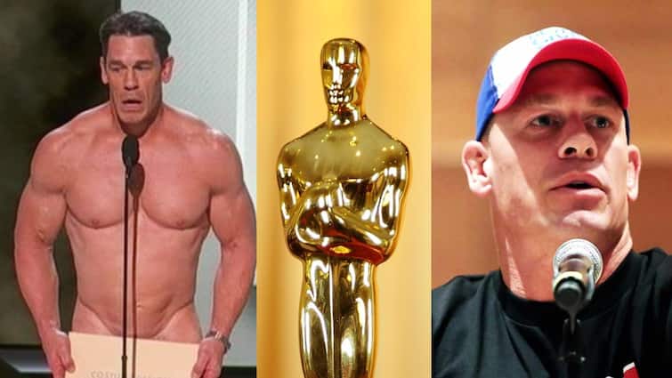 oscars 2024 john cena apprears unclothed in stage internet blasts Oscars John Cena: ஆஸ்கர் விருது விழாவில் உண்மையில் நிர்வாணமாகத் தோன்றினாரா ஜான் சீனா?
