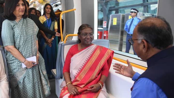 President Murmu also took a short metro ride and arrived at the Mahatma Gandhi Metro Station in Mauritius.(Source: X/@MEAIndia)